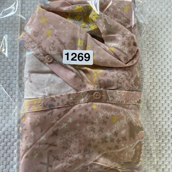 ZADIG & VOLTAIRE Tygg Print Glam Rock Shirt Pink Ruffle Blouse Large long sleeve - Picture 15 of 15